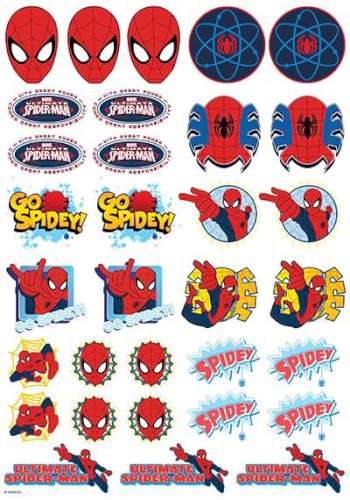 Spiderman Edible Icing Character Icon Sheet - Click Image to Close